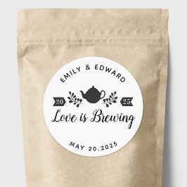 Love is Brewing 結婚's Tea Favoritesロゴ ラウンドシール