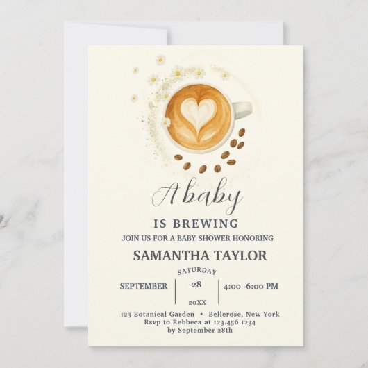 Love is Brewing Baby Shower Invitation – Coffee 招待状 (正面)