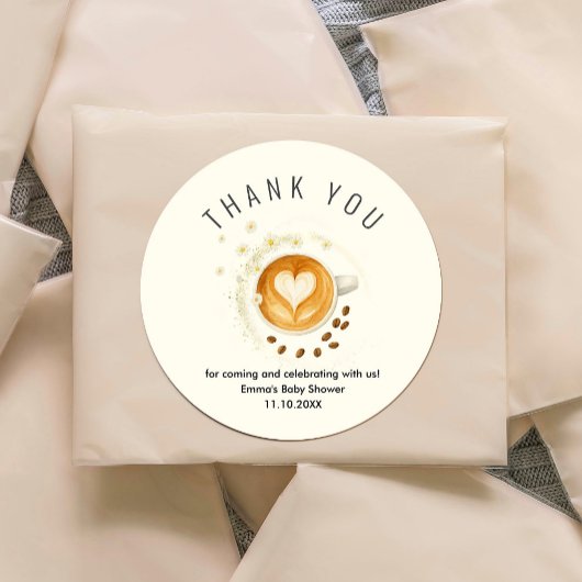 Love is Brewing Baby Shower Sticker ラウンドシール