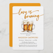 Love Is Brewing Beer Bridal Shower Invitation 招待状 (正面/裏面)