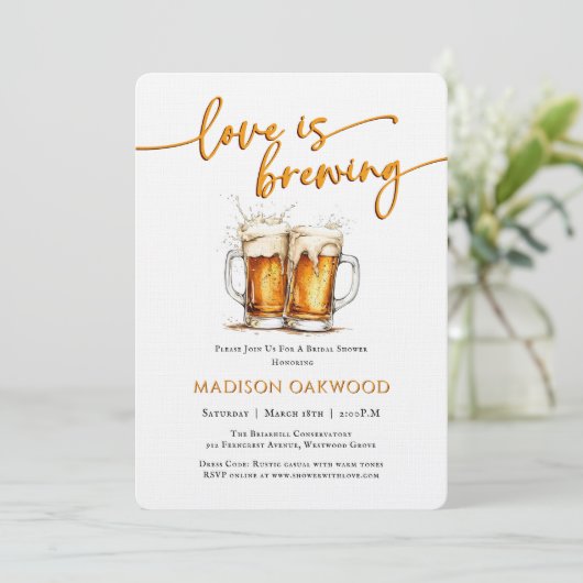 Love Is Brewing Beer Bridal Shower Invitation 招待状 (スタンド正面)