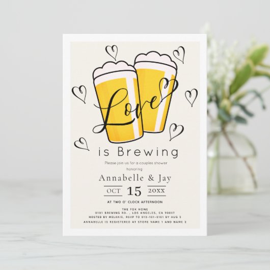 Love is Brewing Beer Couples Shower 招待状 (スタンド正面)