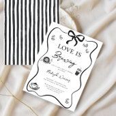 Love is Brewing Black Bow elegant Bridal Shower 招待状