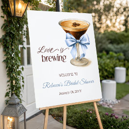 Love is Brewing Blue Bow Bridal Shower Welcome ポスター