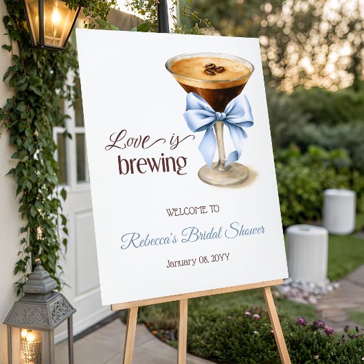 Love is Brewing Blue Bow Bridal Shower Welcome ポスター