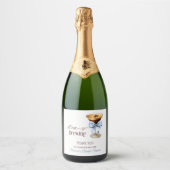 Love is Brewing Blue Bow Coffee Bridal Shower スパークリングワインラベル (正面)