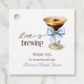 Love is Brewing Blue Bow Coffee Bridal Shower フェイバータグ (正面)