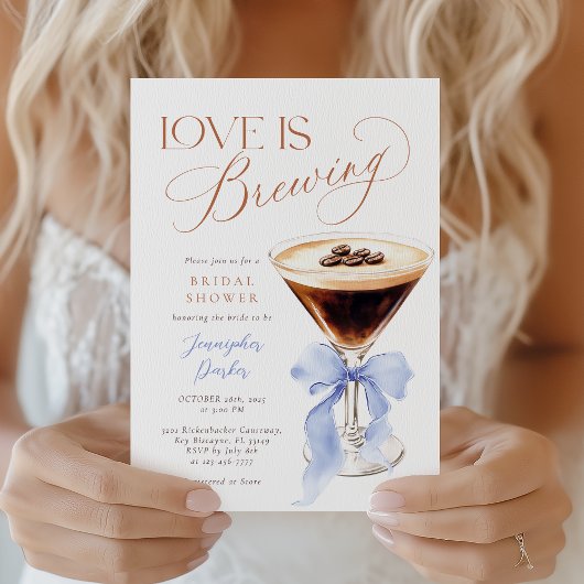 Love is Brewing Blue Bridal Shower 招待状