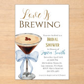 Love is Brewing Blue Bridal Shower Invitation アクリル招待状 (正面)
