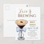 Love is Brewing Blue Bridal Shower Invitation  ポストカード (正面/裏面)