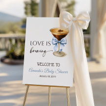 Love is Brewing Blue Coquette Bow Bridal Shower