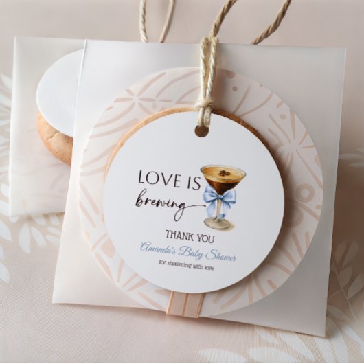 Love is Brewing Blue Coquette Bow Bridal Shower フェイバータグ