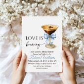 Love is Brewing Blue Coquette Bow Bridal Shower 招待状