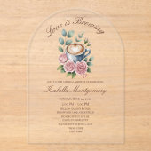 Love Is Brewing Blush Latte Bridal Shower アクリル招待状 (正面)