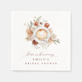 Love is Brewing Boho Rustic Floral Bridal Shower スタンダードカクテルナプキン (正面)