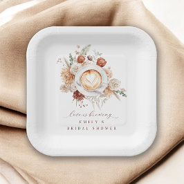 Love is Brewing Boho Rustic Floral Bridal Shower ペーパープレート