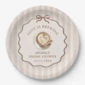 Love is Brewing Bow Coffee Bridal Shower ペーパープレート (正面)