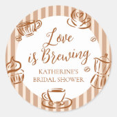 Love is Brewing Bridal Shower  ラウンドシール (正面)