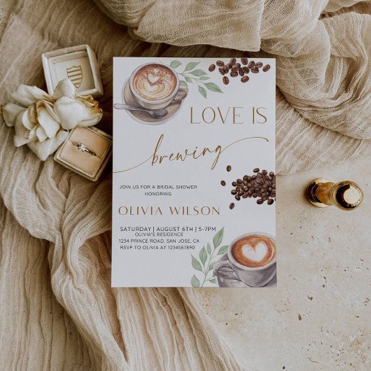 Love is Brewing Bridal Shower- Coffee Theme Party 招待状
