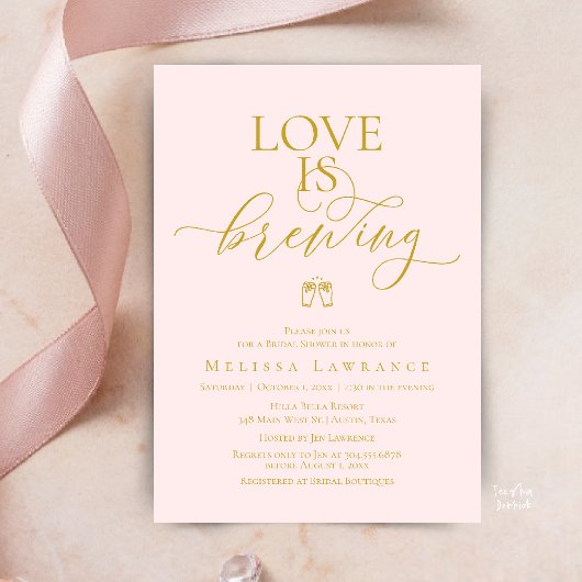 Love Is Brewing Bridal Shower | Elegant Script 招待状