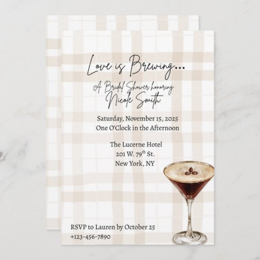 Love is Brewing Bridal Shower Invitation 招待状 (正面/裏面)