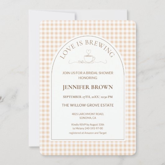 Love Is Brewing Bridal Shower Invitation | Coffee  招待状 (正面)