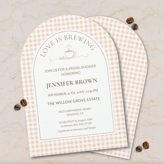 Love Is Brewing Bridal Shower Invitation | Gingham 招待状