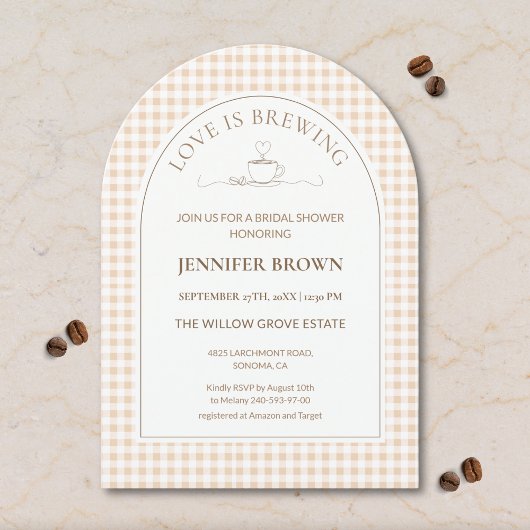 Love Is Brewing Bridal Shower Invitation | Gingham 招待状
