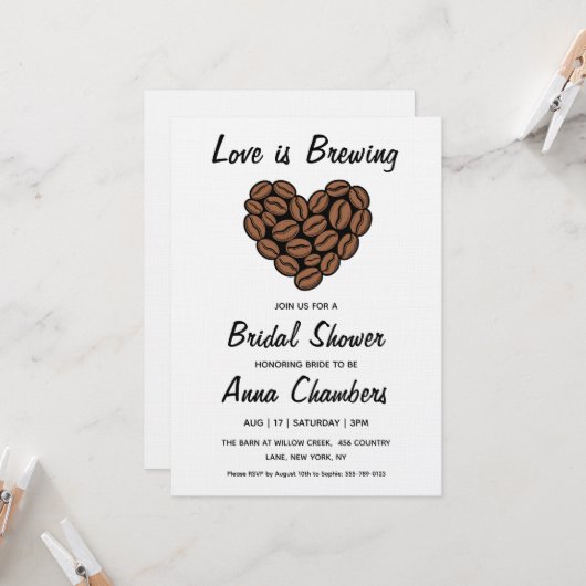 love is brewing bridal shower invitations 招待状 (正面/裏面インサイチュ)
