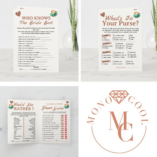 Love Is Brewing Bridal Shower Party 4 Games Fun カード