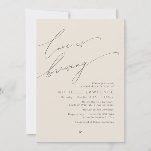 Love is Brewing, Bridal Shower Party Celebration 招待状 (正面)