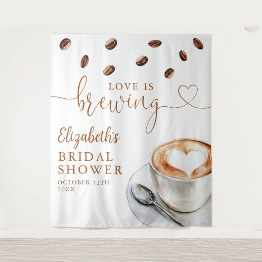 Love Is Brewing Bridal Shower Photo Backdrop タペストリー (正面)