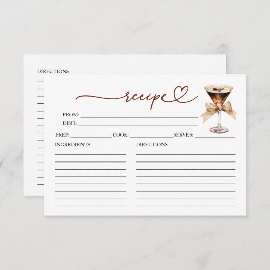 Love Is Brewing Bridal Shower Recipe Cards (正面/裏面)