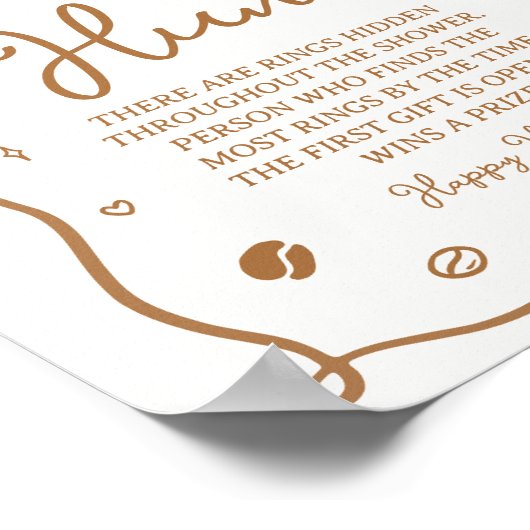 Love is Brewing Bridal Shower Ring Hunt Game ポスター (角)