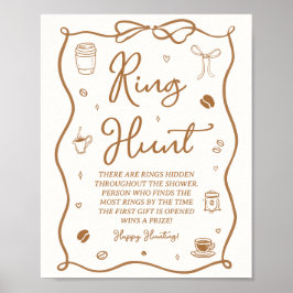 Love is Brewing Bridal Shower Ring Hunt Game ポスター