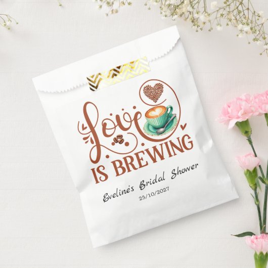 Love Is Brewing Bridal Shower Romantic Heart  フェイバーバッグ (封をした状態)