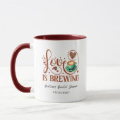 Love Is Brewing Bridal Shower Romantic Heart  マグカップ (左)