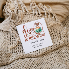 Love Is Brewing Bridal Shower Terracotta Coffee サンキューカード