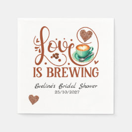 Love Is Brewing Bridal Shower Terracotta Coffee スタンダードカクテルナプキン