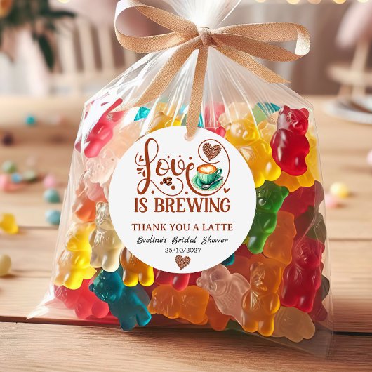 Love Is Brewing Bridal Shower Terracotta Coffee フェイバータグ