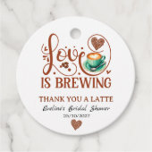 Love Is Brewing Bridal Shower Terracotta Coffee フェイバータグ (正面)