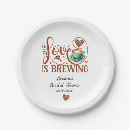 Love Is Brewing Bridal Shower Terracotta Coffee ペーパープレート