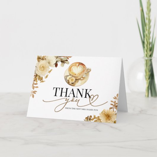 Love Is Brewing Bridal Shower Thank You Card カード (正面)
