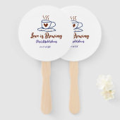 Love is Brewing brown blue bridal shower add name  ハンドファン (正面&裏面)