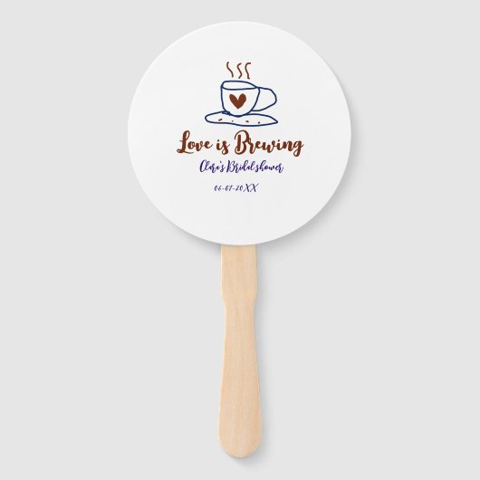 Love is Brewing brown blue bridal shower add name  ハンドファン (正面)