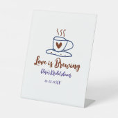 Love is Brewing brown blue bridal shower add name  台座サイン (正面)