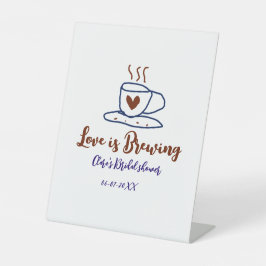 Love is Brewing brown blue bridal shower add name  台座サイン