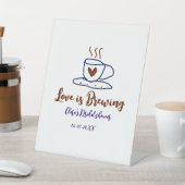 Love is Brewing brown blue bridal shower add name  台座サイン (インサイチュ)