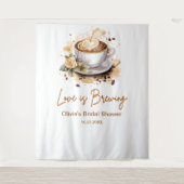 Love is Brewing Brown Coffee Photo Bridal Shower タペストリー (正面)