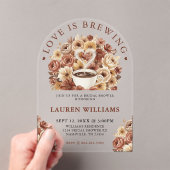Love is Brewing Brown Floral Coffee Heart Bridal アクリル招待状 (インサイチュ (ポータブル))